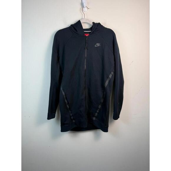 Nike Tech Fleece Mesh Cocoon Jacket Women's Black Zip Up Hoodie Vented Medium - Picture 1 of 7